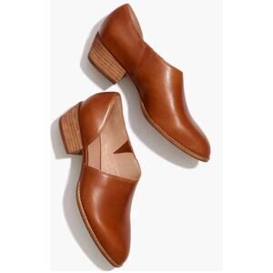 Madewell Lucie Bootie Shoe - 8 Brown Saddle Leather, Low Heel, Office Preppy